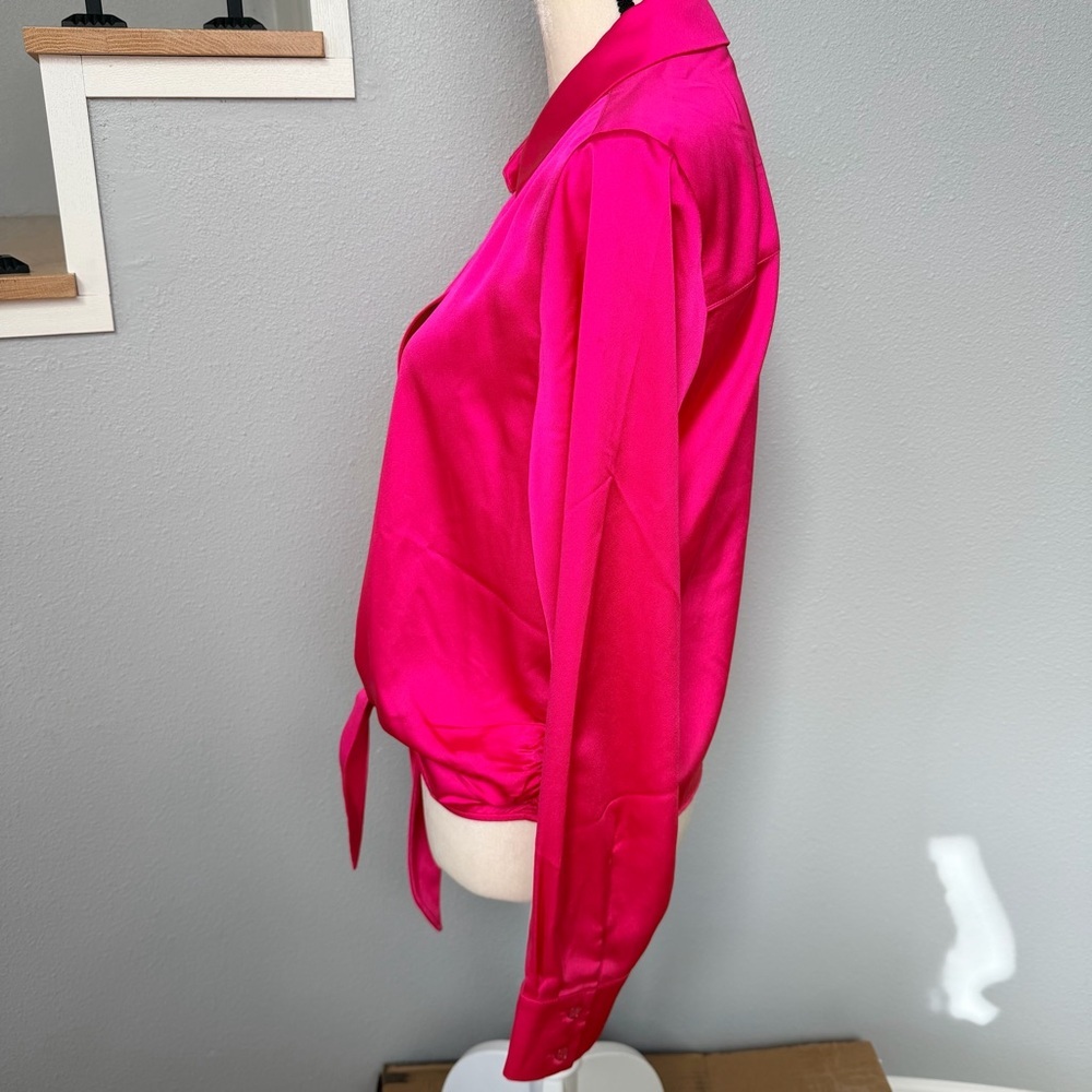 Sanctuary Hot Pink Satin Shirt - Picture 5 of 14
